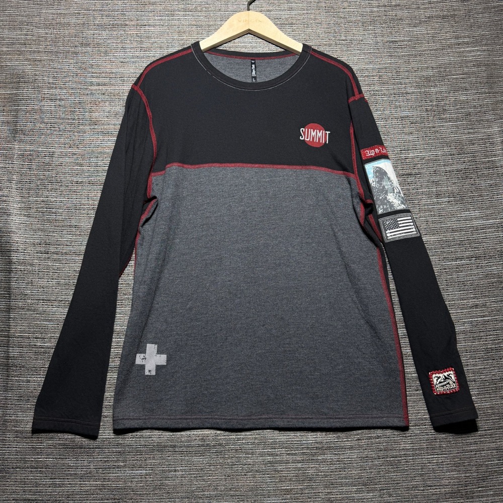 Alp-n-Rock Shirt Men L Black Gray Colorblock LS Summit Contrast Stitch Patches
